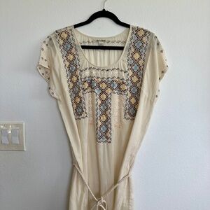 Lucky Brand Belted Embroidered Tunic Top Shirt Cover-Up Beach, sz L